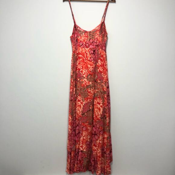 FP Intimately Forever Yours Smocked Slip Dress Red Floral Maxi Dress M - Picture 8 of 11